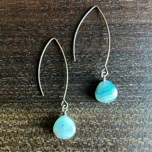 Blue stone dangle earrings.